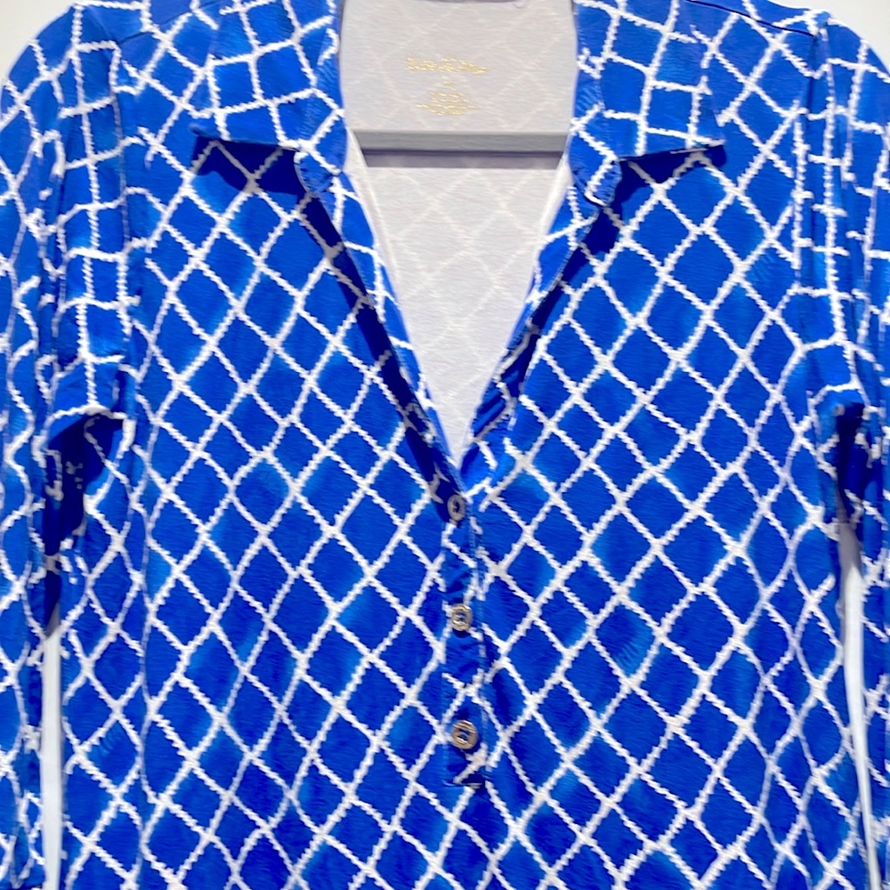 Lilly Pulitzer | UPF 50+ Ansley Polo Dress | Blue Grotto Tide Up | Sz M - Picture 3 of 5